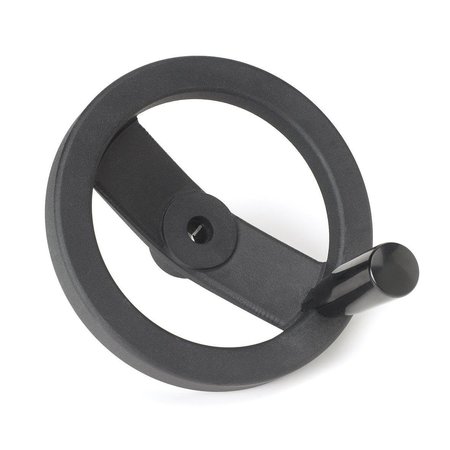 MORTON 6" Aluminum Handwheel with Fold-Away Revolving Handle, 1/2" Bore, Black Powder Coated HW-52A